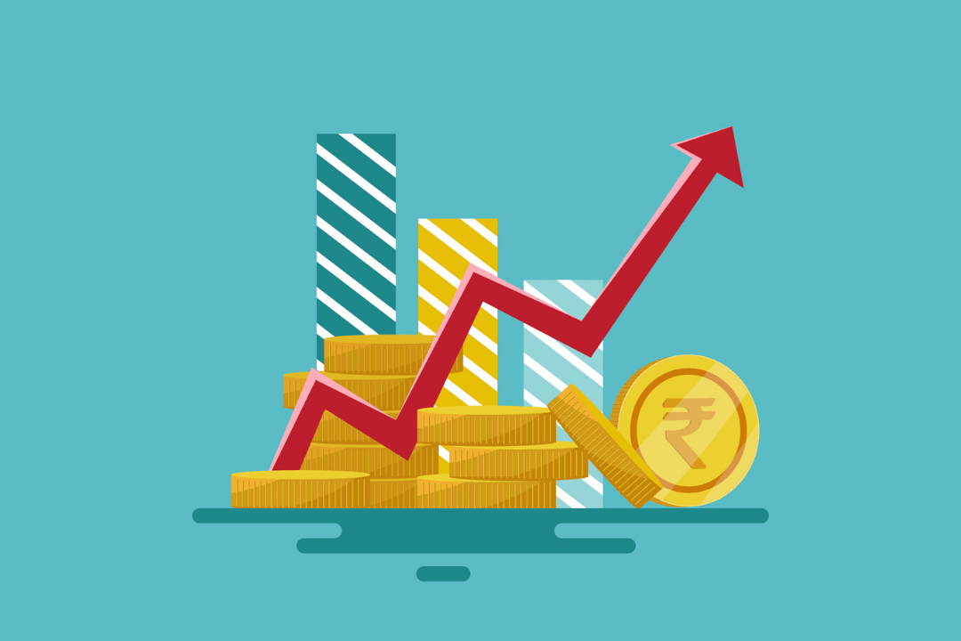 Ilustração mostra lgumas moedas com um gráfico de crescimento ao lado para representar o calculo do ROI e ROAS.